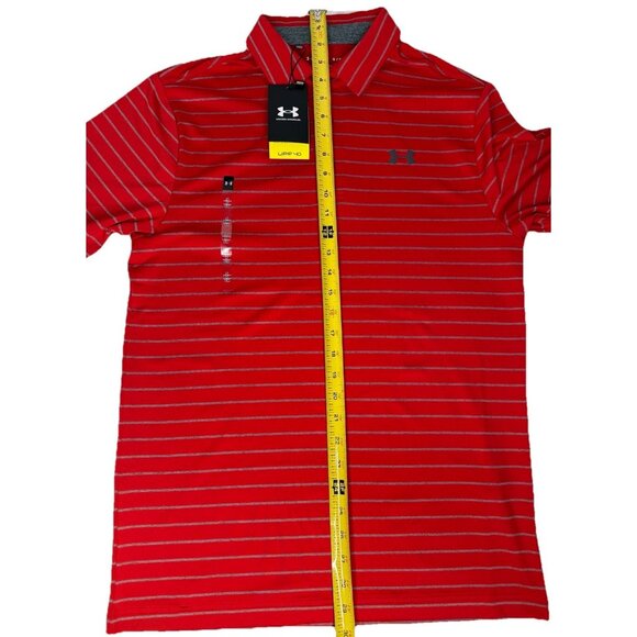 NWT Under Armour Men's Small Playoff Polo Tour Stripe Red Golf Shirt UPF‎ 40 - Picture 14 of 14